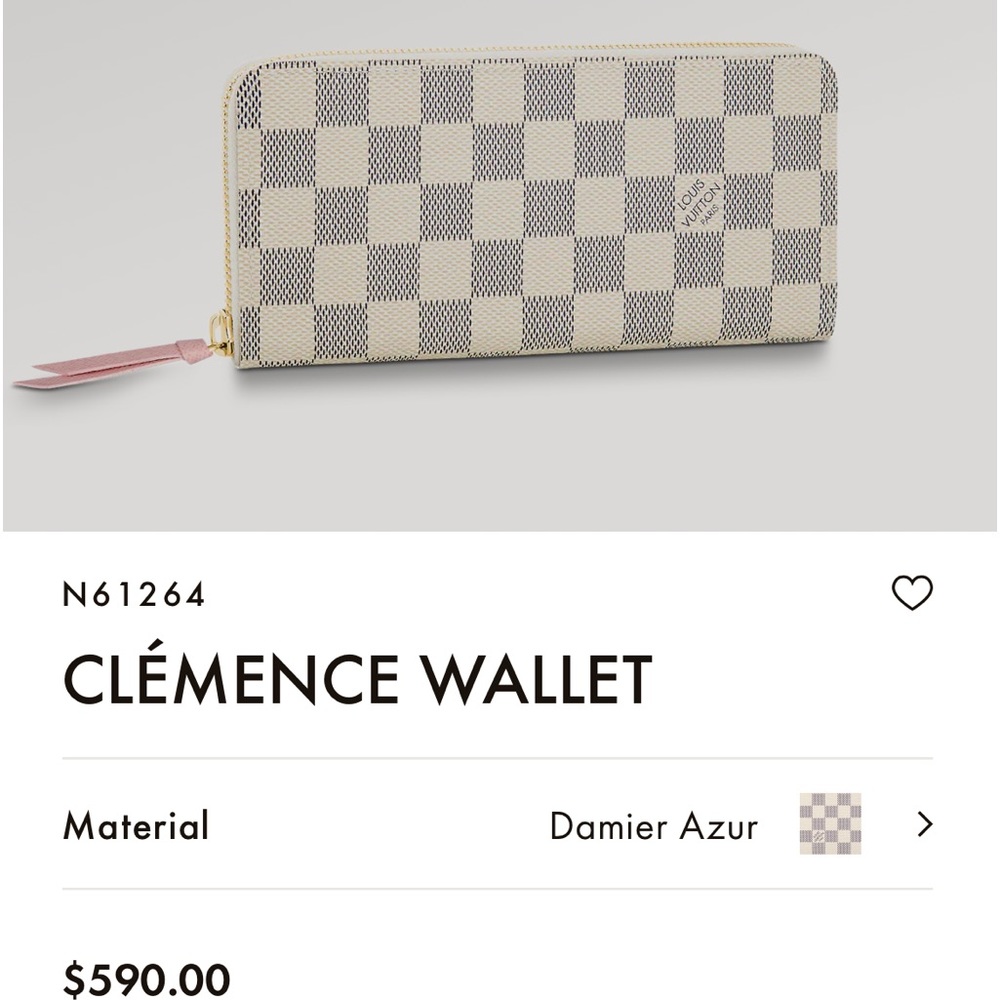 Louis Vuitton Damier Azur Clémence Wallet - Cream and Gray